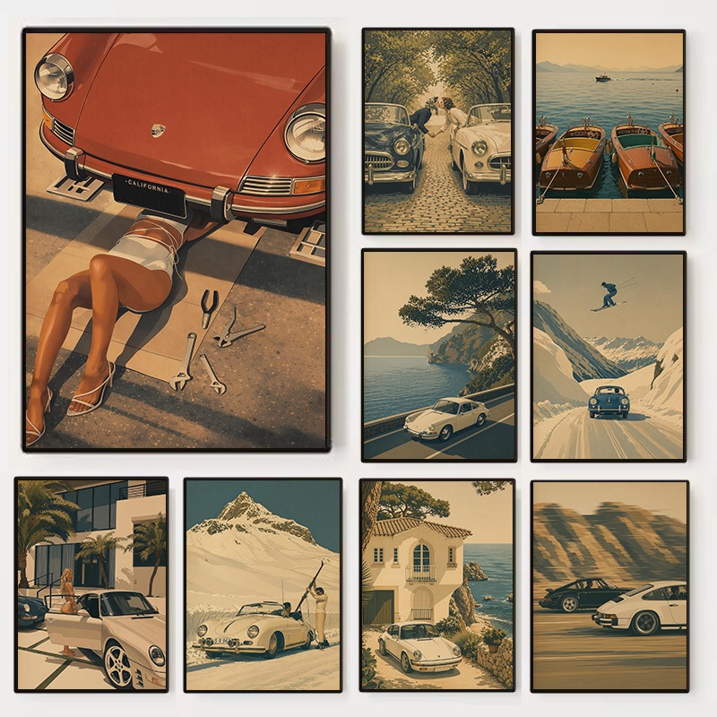 Luxury Lifestyle Cars - Poster di Viaggio Retrò di Lusso