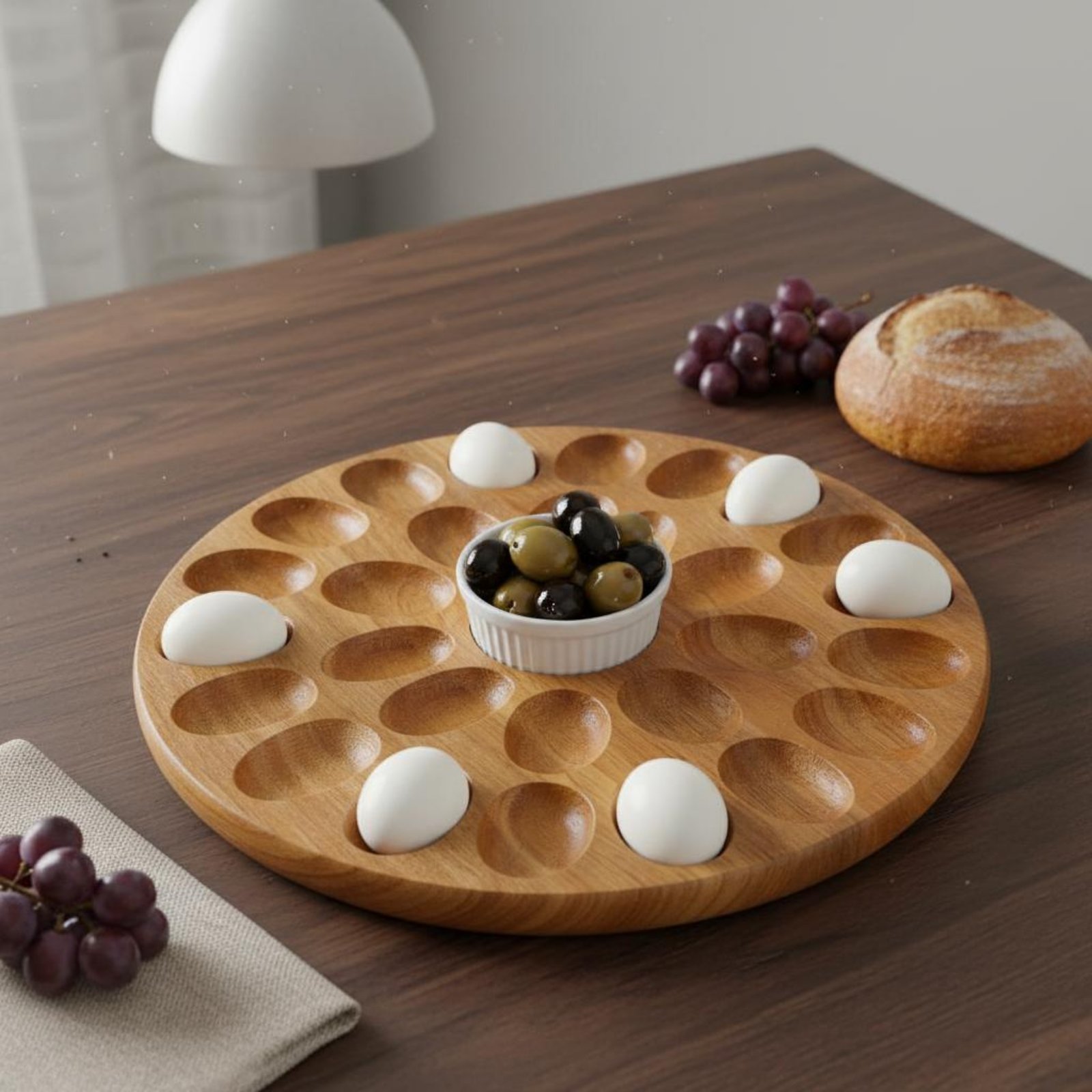 Wooden Serving Tray - Vassoio Ovale Reversibile in Legno Naturale,