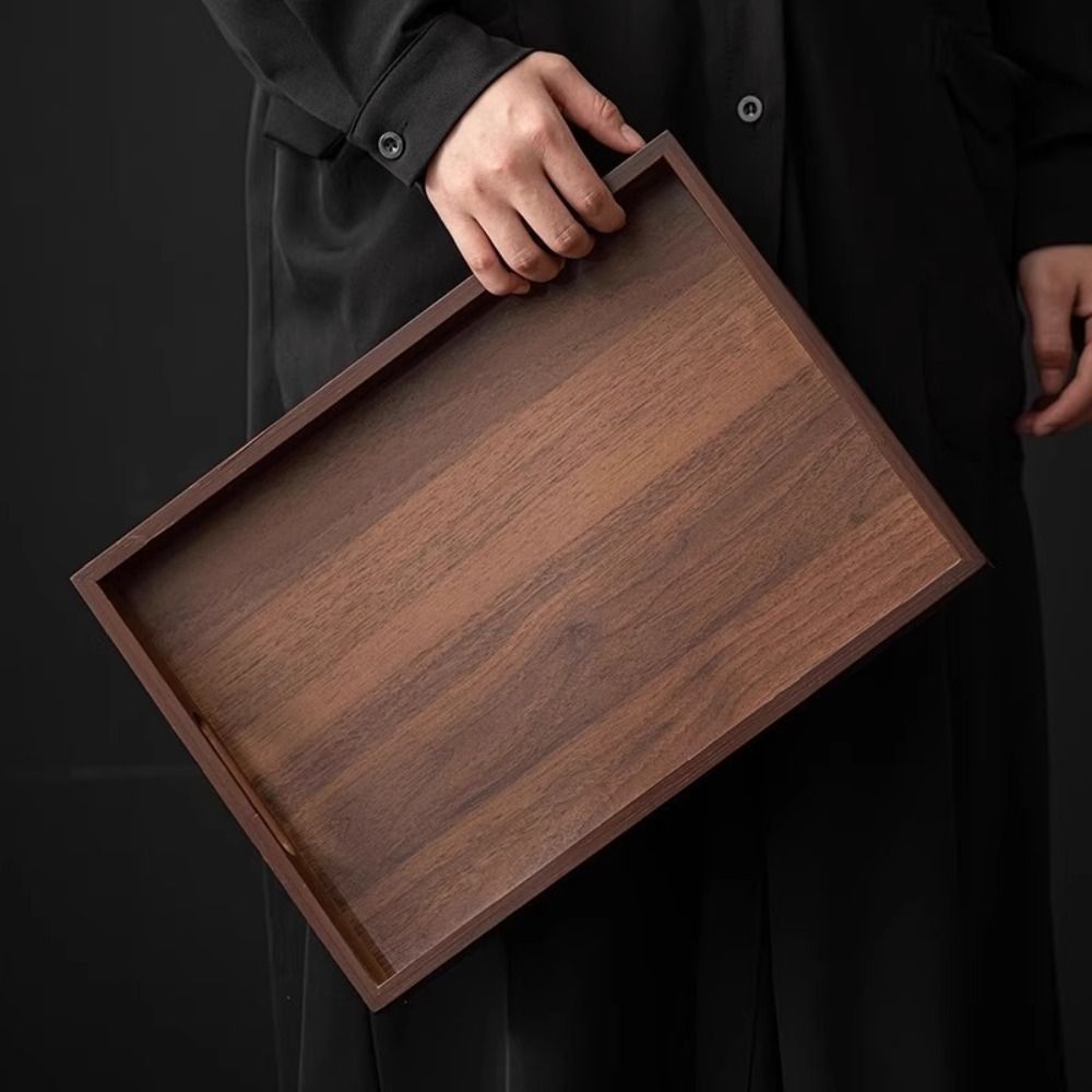 Wooden Serving Tray - Vassoio Decorativo Rettangolare in Bambù, Colore
