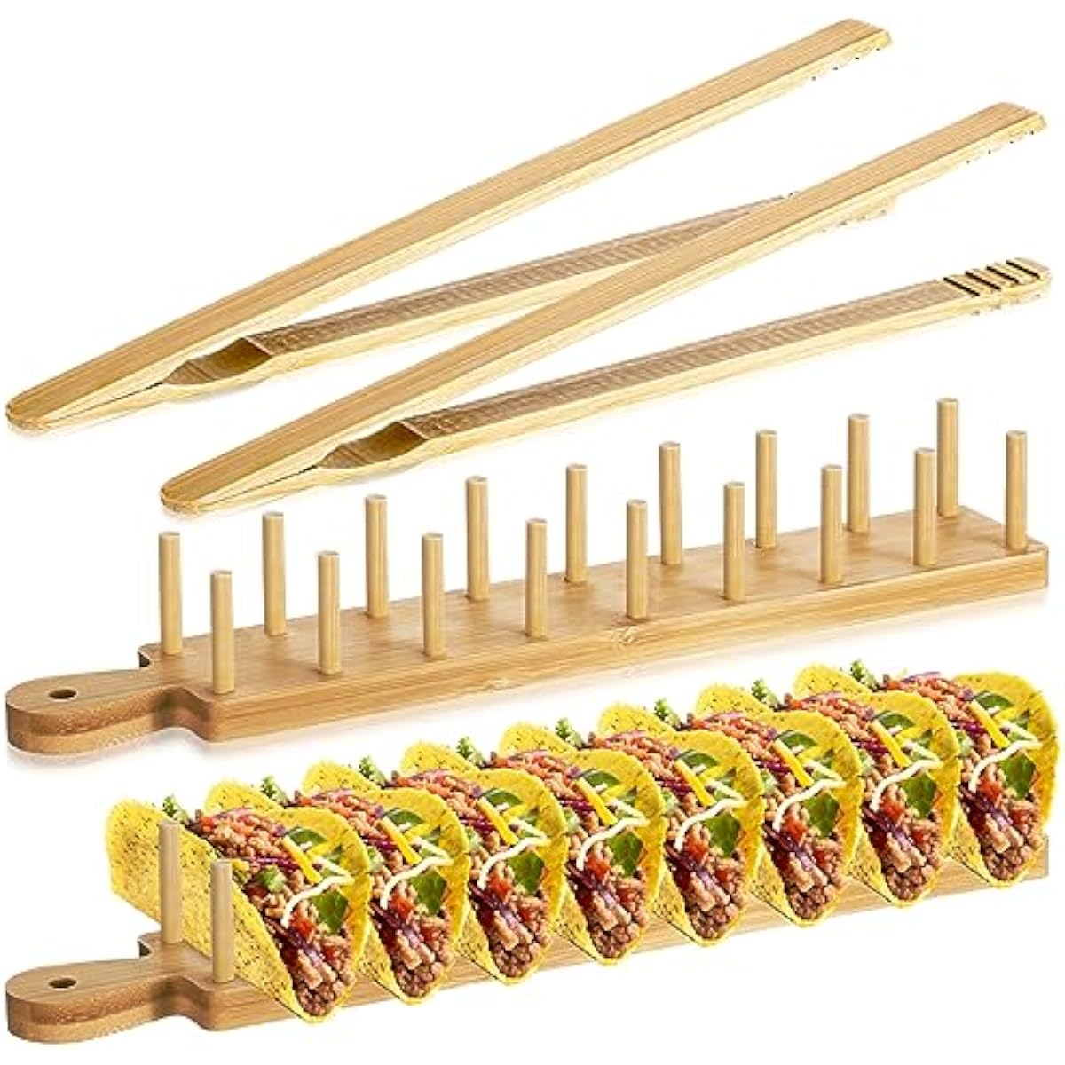 Wooden Serving Tray - Set di 4 Supporti per Tacos