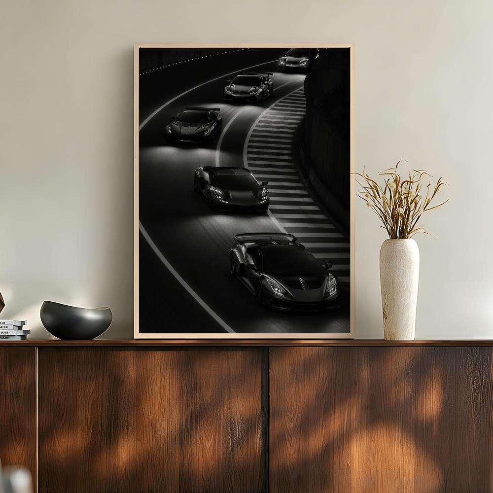 Luxury Lifestyle Cars - Poster Grafico Monocromatico di Auto Sportive
