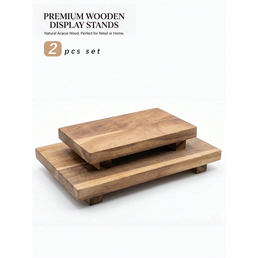 Wooden Serving Tray - Set di 2 Pezzi: Vassoio Decorativo